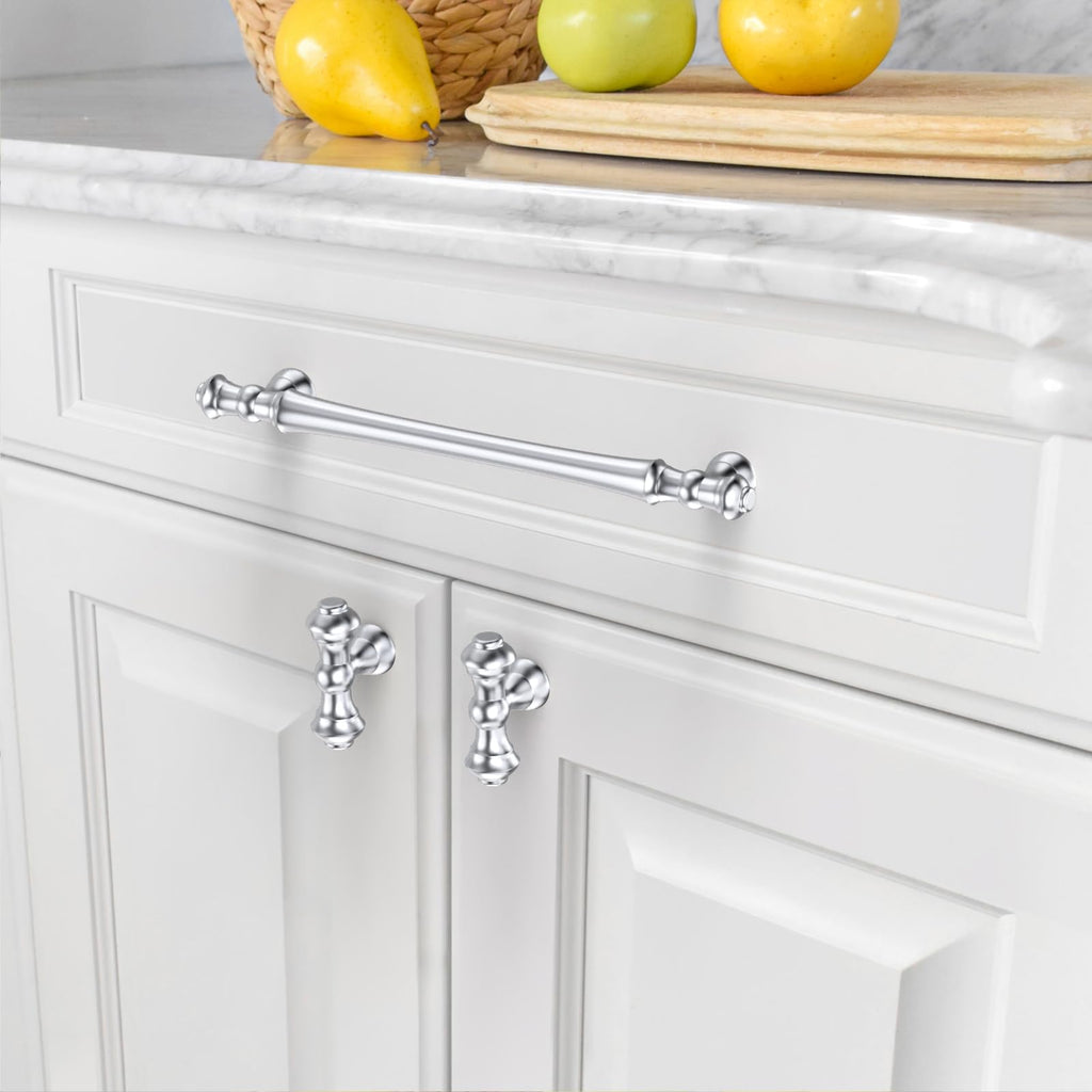 10 Pack 6.3 Inch(160mm) Polished Chrome Kitchen Cabinet Handles, Cabinet Pulls Kitchen Cabinet Hardware for Cupboard