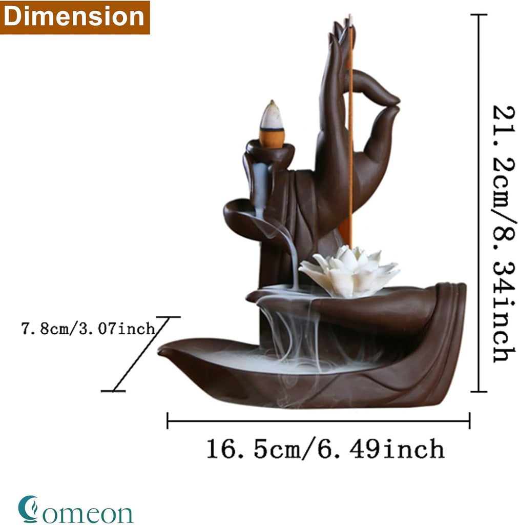 Backflow Incense Holder Burner Handmade Ceramic Lotus - Set of 11