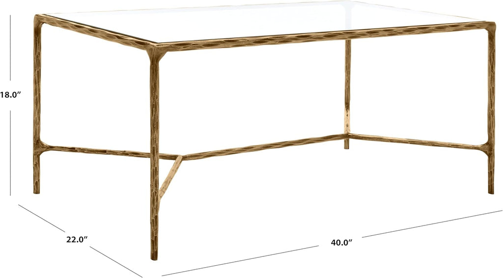 Couture Collection Jessa Brass Metal/Glass Top Rectangle Coffee Table (Fully Assembled)