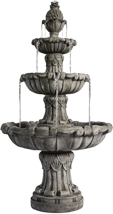 Outdoor Bird Bath Fountain 58.3" - 3-Tier Freestanding Water Fountain with Pump, Large Garden Patio Yard Décor