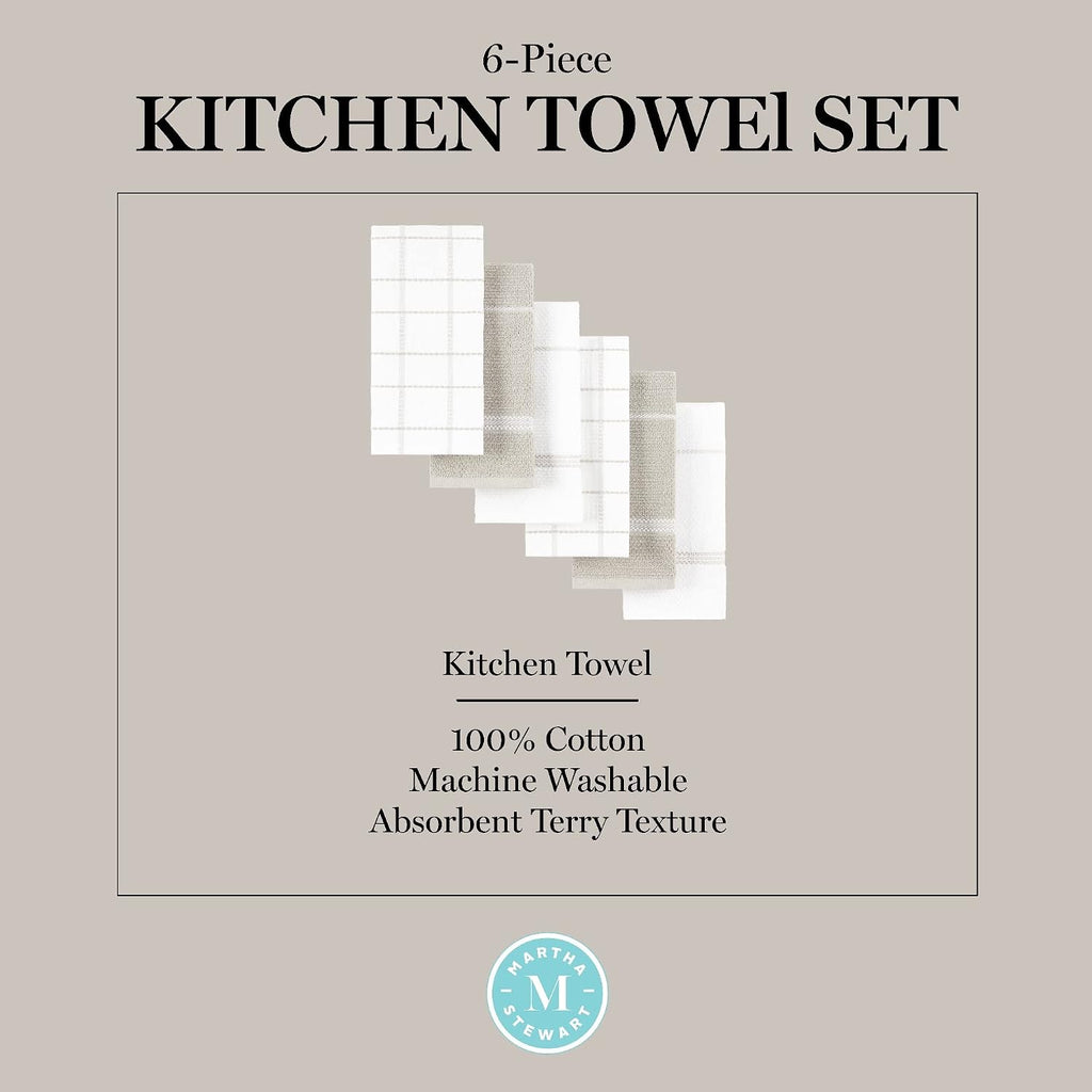 Modern Waffle Kitchen Towel Set 6-Pack, Linen, 16"x28"