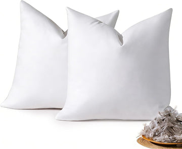 22x22 Feather Down Pillow Inserts, 100% Cotton Cover - Set of 2