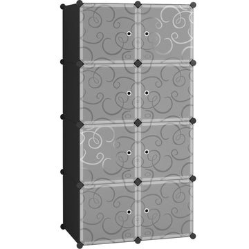 8-Cube Storage Organizer with Door Cube Shelf Closet Cabinet Black