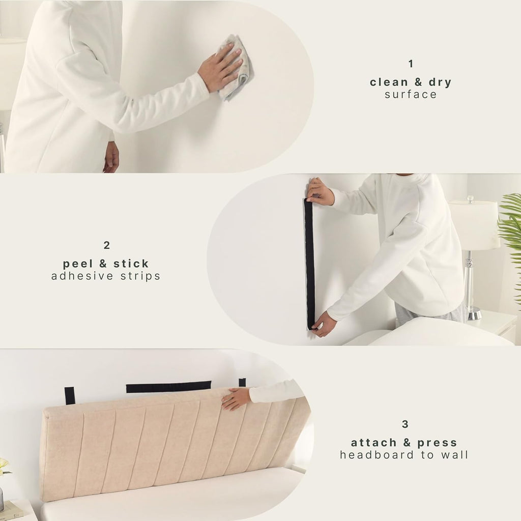 Upholstered Queen Headboard - Easy Assemble Channel Stitched Headboard Queen - Wall Mounted Headboards with 3D