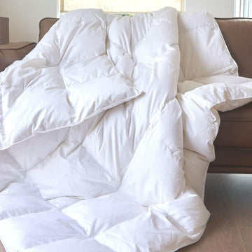 Goose Feather Down Comforter Queen-Made in Canada White Goose Feather Duvet Insert-Fluffy Hotel Comforter with Oeko