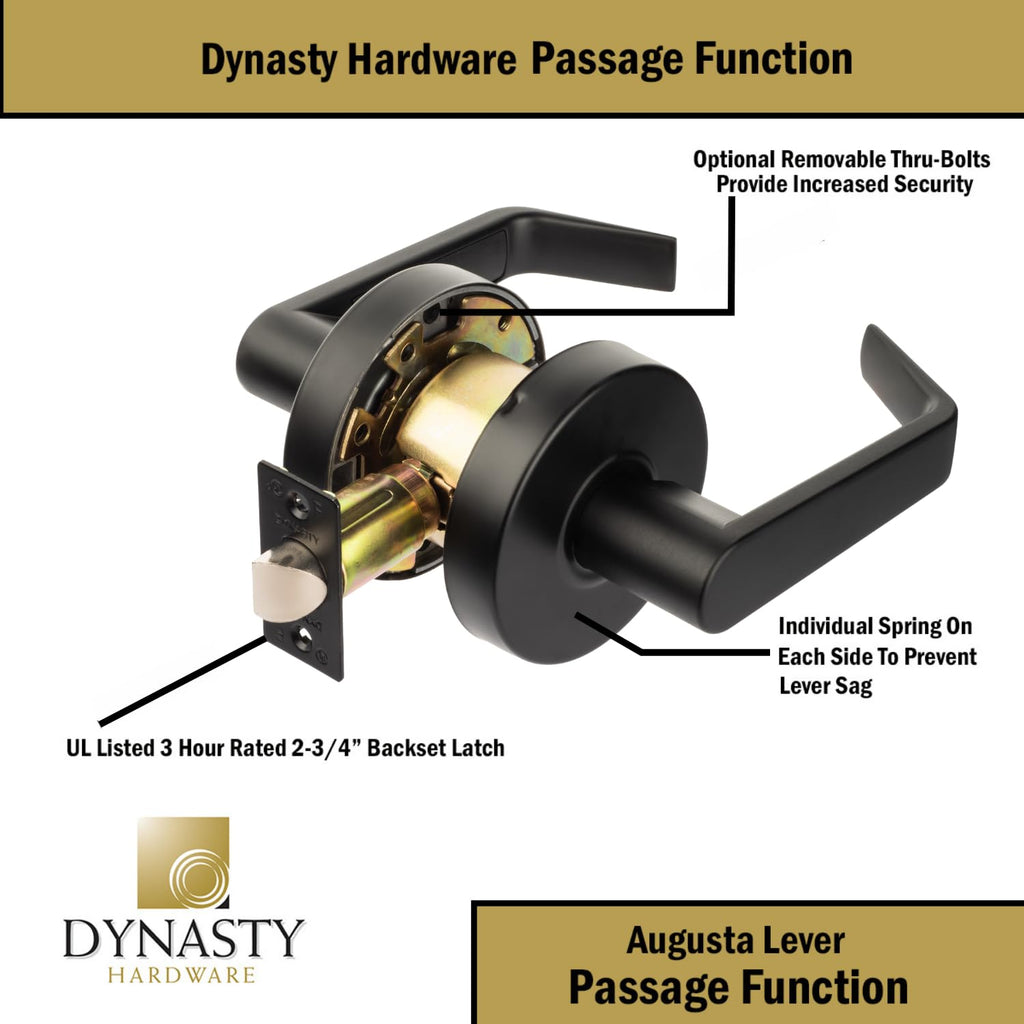 Augusta Passage Lever Set, ADA, Grade 2, Flat Black