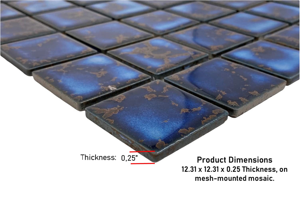 2x2 Calacatta Blue Porcelain Square Pattern Mosaic Pool Tile, Mesh-Mounted for Swimming Pool, Kitchen Backsplash
