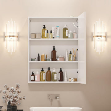 Lighted Medicine Cabinet, Led Medicine Cabinet with Mirror Wall Mounted | Bathroom Mirror Cabinet with Storage