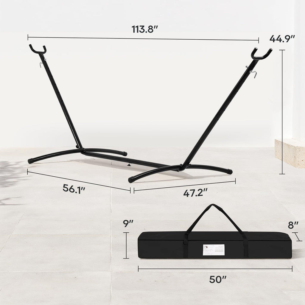 Portable Hammock Double Stand | No Hammock | Sturdy Steel Construction | 400lbs Max Load | Height Adjustable | Double