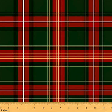 Green Red Checkered Fabric by The Yard Christmas Rustic Farmhouse Style No Stretch Fabric for Sewing Supplies Vintage