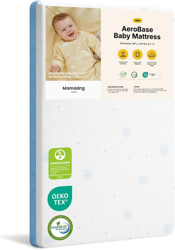 Mini Crib Mattress, 38" x 24" Dual-Sided Mattress | Fits Baby Mini Crib & Portable Cribs, Breathable & Firm