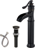 Waterfall Spout Oil Rubbed Bronze Bathroom Faucet Single Handle One Hole Vessel Sink Faucet ORB Lavatory Faucets Deck