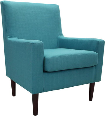 Emma Arm Chair with Wooden Legs, Modern Accent Lounge Chair Bedroom, Comfortable Armchair, Peacock, Klein Fabric