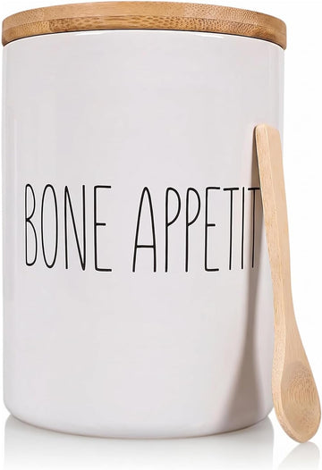 Appetite Dog Treats Ceramic Storage Jar Canister - Airtight Bamboo Lid w/Silicone Seal, Spoon - Modern Abstract Art