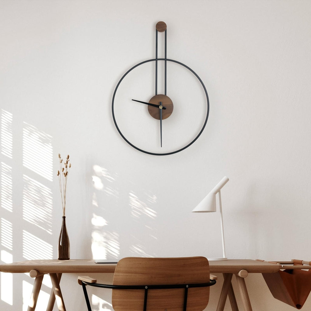 Modern Wall Clock Large Wall Clocks with Walnut Dial Silent Non-Ticking Home Decor Bedroom Kitchen Office 17.8''×
