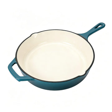 Enameled Cast Iron Skillet, Nonstick Frying Pan (Peacock Blue, 10 inch)