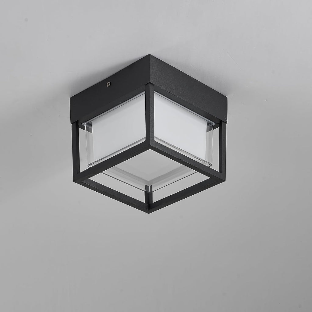 Outdoor Ceiling Porch Light LED Flush Mount for Wall or Ceiling, Square Exterior Wall Lamp for Front Porch,Garage