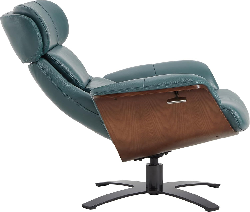 Modern Reclining Swivel Lounge Chair and Ottoman — Genuine Leather