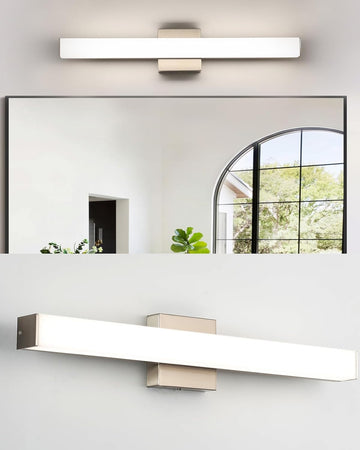 24" LED Square Vanity Light, 14W 4000K Dimmable, Brushed Nickel | Wall Bar Light, Rust & Moisture Resistant, Natural