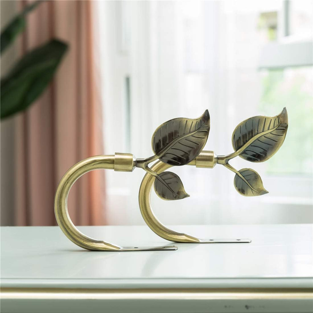 Leaf Shaped Curtain Tieback Holdbacks 2pcs, Handmade Metal Curtain Side Holders for Wall, Curtain Hook Pull Backs for