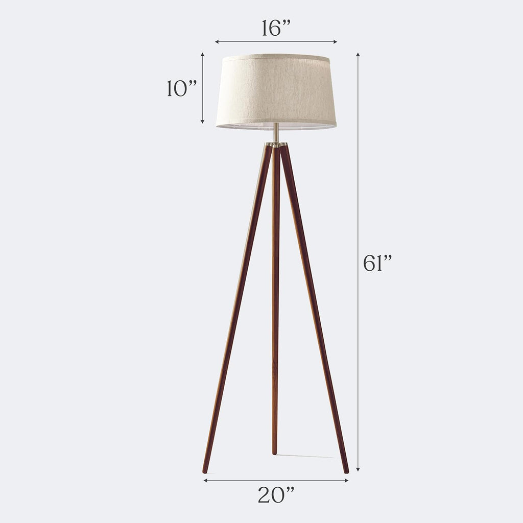 Emma LED Floor Lamp, Tall Lamp with Wood Legs, Mid-Century Modern Standing Lamp Reading, Tripod Lamps & Offices