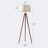 Emma LED Floor Lamp, Tall Lamp with Wood Legs, Mid-Century Modern Standing Lamp Reading, Tripod Lamps & Offices