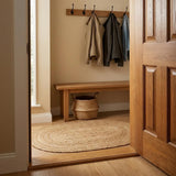 Boho Oval Jute Rug - Reversible Natural Fiber Hearth Carpet- Eco Friendly Floor Covering