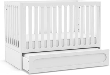 Lulla & Lulli 3-in-1 Convertible Baby Crib with Trundle - Solid Wood, Non-Toxic Finish, Converts to Toddler Bed &