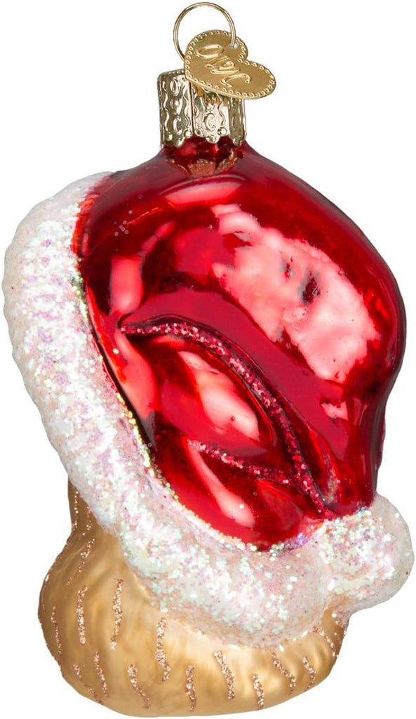 Santa's Kitten Glass Blown Ornament, Handcrafted Holiday Decoration, Santa Collection