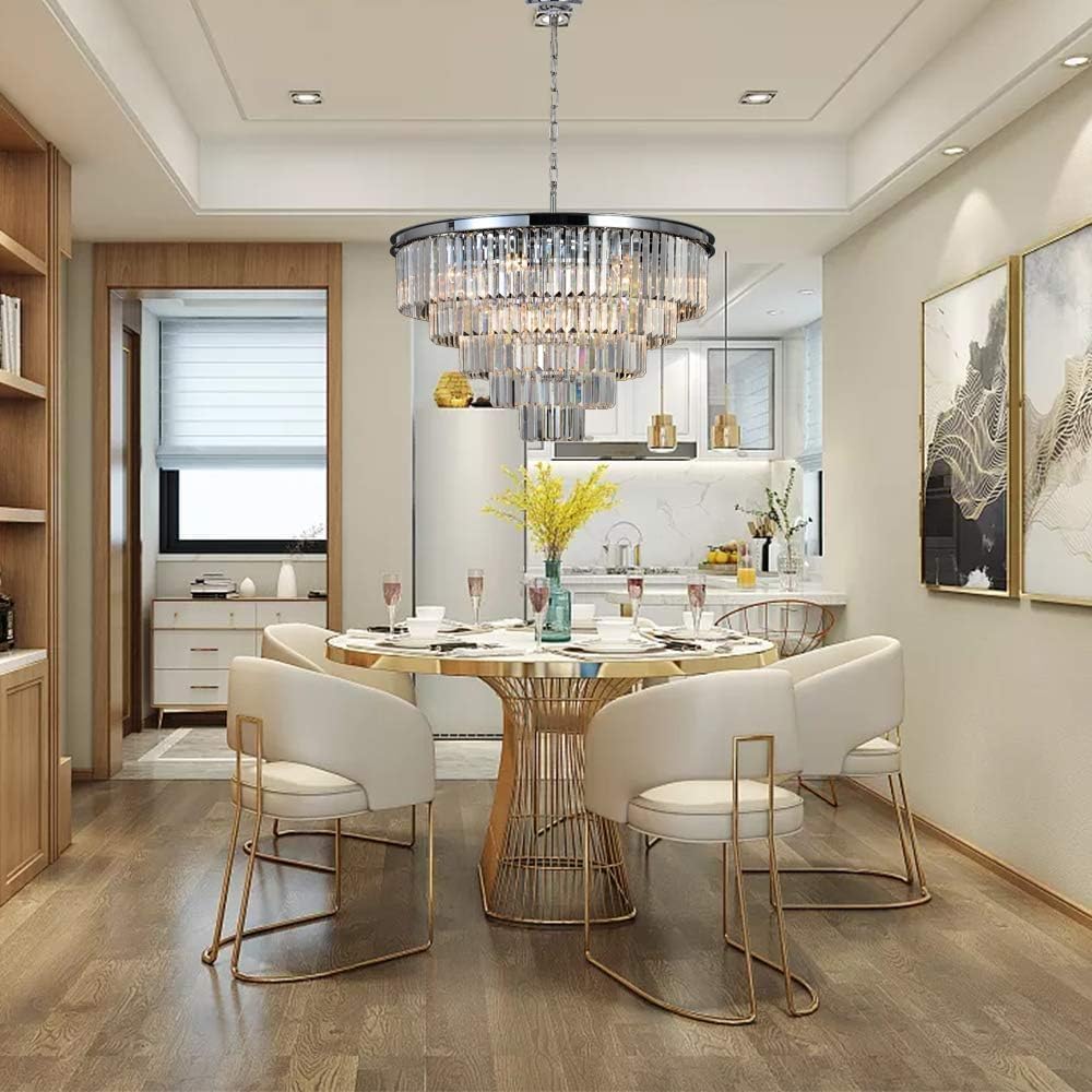 Inspired Odeon Style 10-Light Chrome Crystal 5-Tier Modern Chandelier W28"