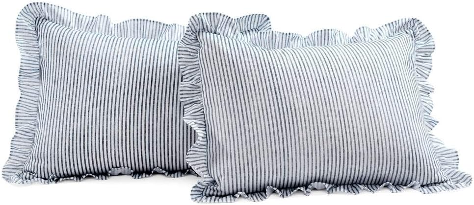Ticking Stripe Bedspread Full 3 Piece Set Navy - Ruffle Bedding Set Full Bedspreads - Kids Bedding - Farmhouse &