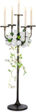 Black Floor Candelabra Centerpiece 5-arm 48inch Tall Candle Holders for Candlesitcks Taper Pillar Candles Metal