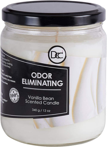 Vanilla Bean Odor Eliminating Highly Fragranced Candle - Eliminates 95% of Pet, Smoke, Food, and Other Smells Quickly - Set of 12