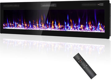 2025Upgraded 72” Recessed and Wall Mounted Electric Fireplace
