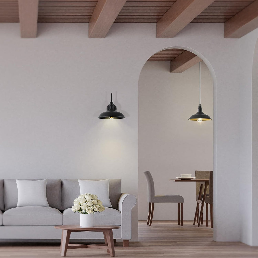 Farmhouse Pendant Lights with 10 Inch Dome, Barn Style Ceiling Mounted Light Fixture for Kitchen, Dinning Room