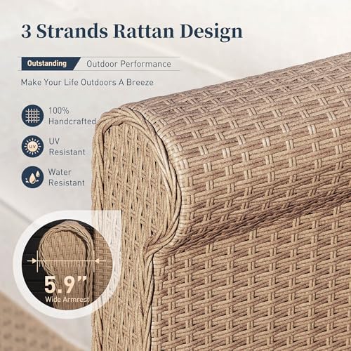 6-Piece Wicker Outdoor Patio Furniture Set | Beige All-Weather Resistant for Backyard, Garden & Porch