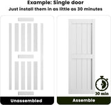 64 x 84 in (Double 32x84 Door) White Barn Door with 11FT Sliding Hardware Kit & Handle, Pre-Drilled 