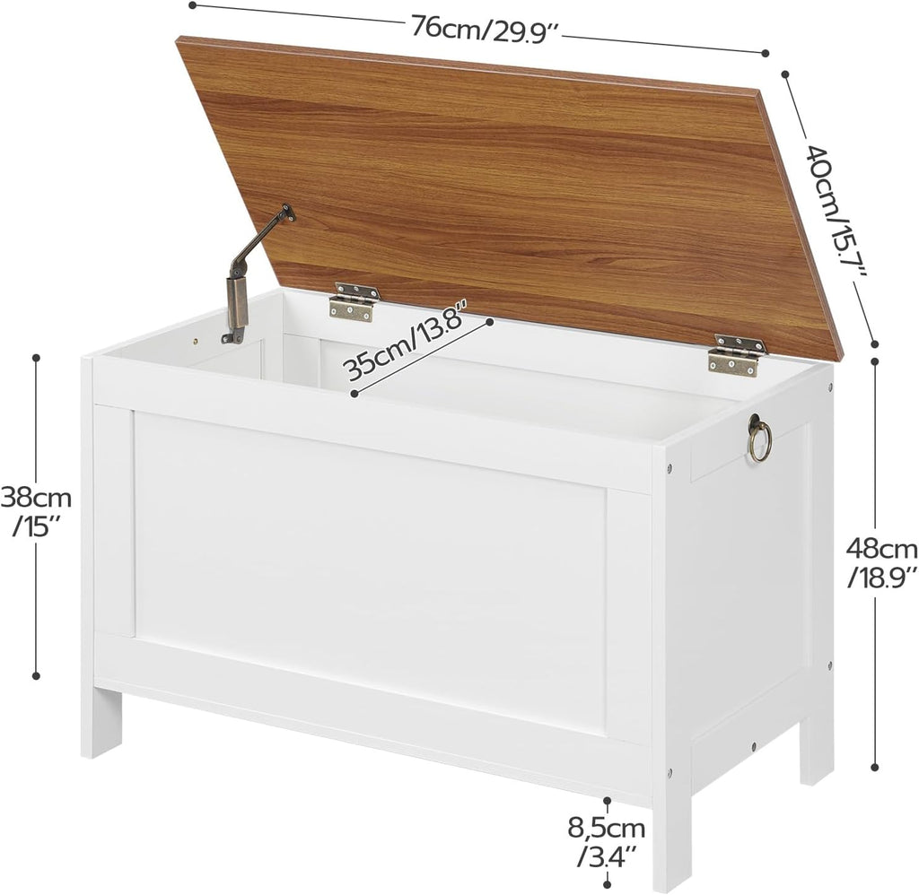 Toy Box, Retro Wooden Look Storage Chest with Safety Hinge, Entryway Storage Bench Supports 220 lb, 29.9 x 15.7 x