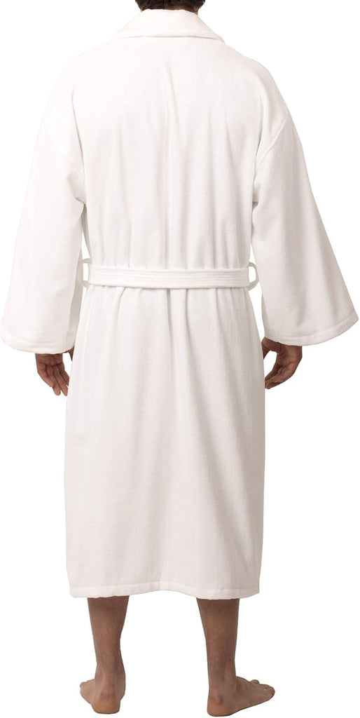 Pure Cotton Mens Terry Cloth Bathrobe Super Absorbent Spa Robe
