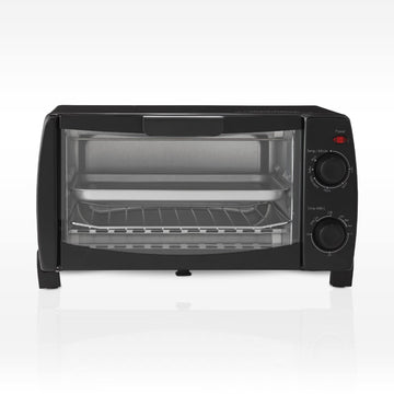 S 4-Slice Toaster Oven, Black, Includes 1 baking rack and 1 baking pan
