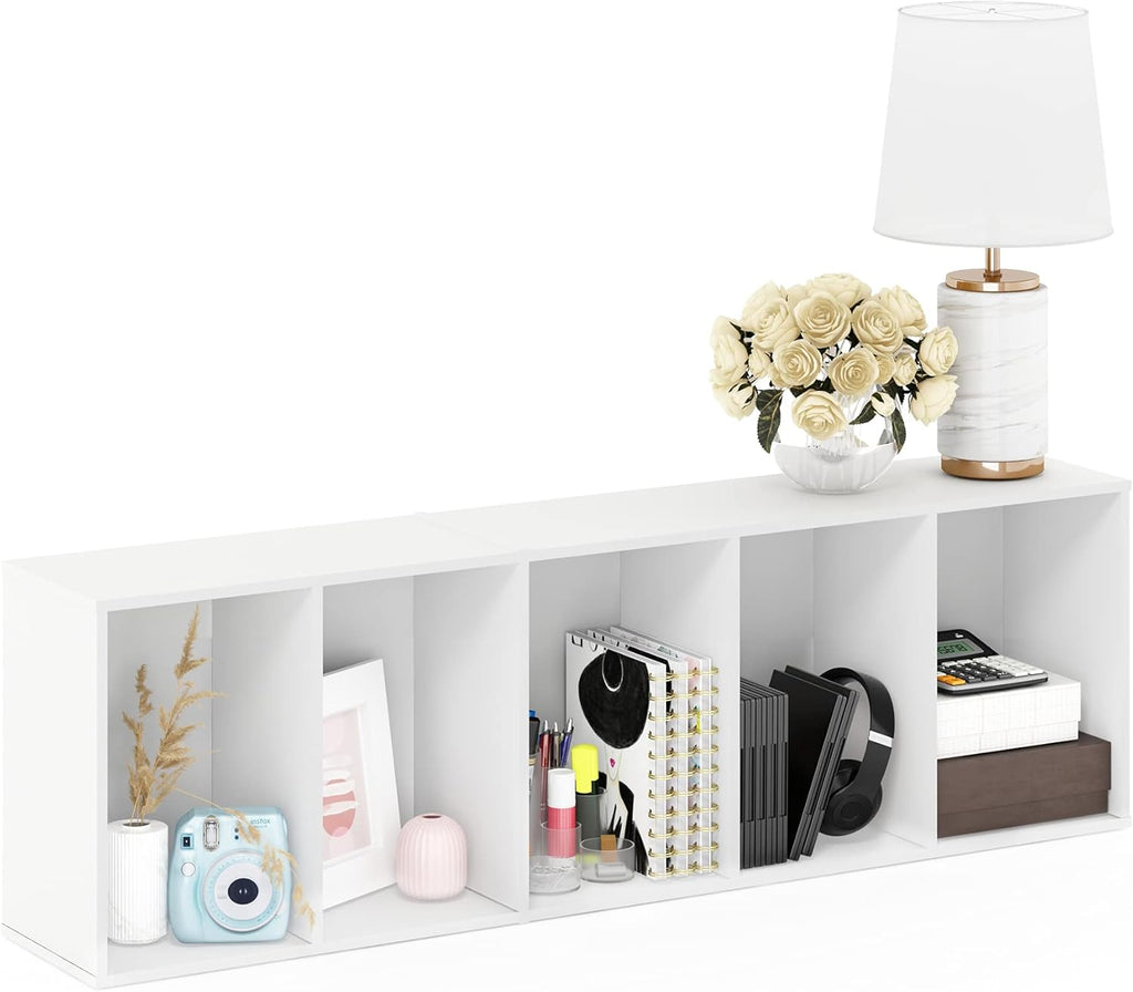 LUDER Book Shelf, 5-Tier Bookshelf, Bookcase with Open Shelves, 9.4 x 15.8 x 52, Easy Assembly, White