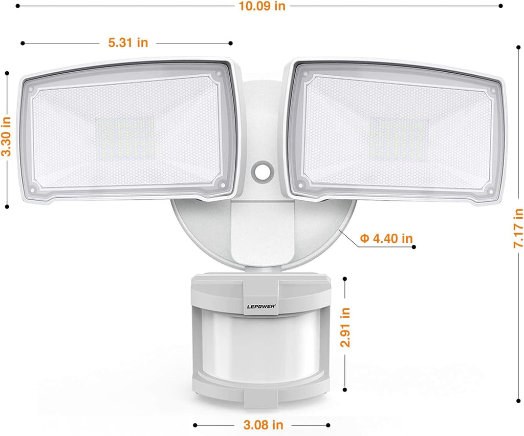 Hardwired LED Security Lights Motion Sensor Outdoor, 40W 4000LM | 5500K Daylight, 72 FT Range & 180° Detection, Easy