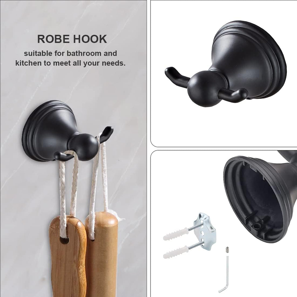 8Pcs Matte Black Bathroom Accessories Set Towel Racks | Bathroom Hardware Set, 2 * 24 Inch Towel Bar 2*Toilet Paper