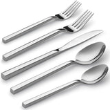 Cube 40-Piece Forged Stainless Steel Flatware Set Cutlery Set, Silverware Set Service for 8, Mirror Finish