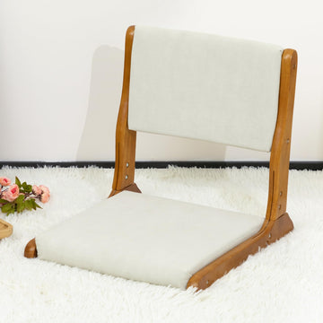 Floor Chair with Back Support, Foldable Japanese Style Floor Chair, Wood Legless Tatami Chair with Cushion, Accent