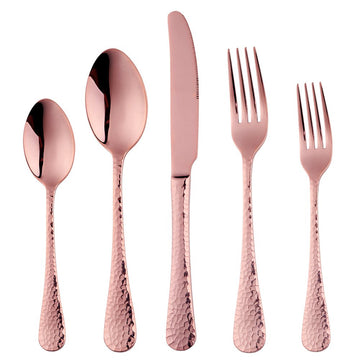 5-Piece Rose Gold Silverware Flatware Set Service for 1 Stainless Steel Cutlery Set Include Dinner Knife Table Fork