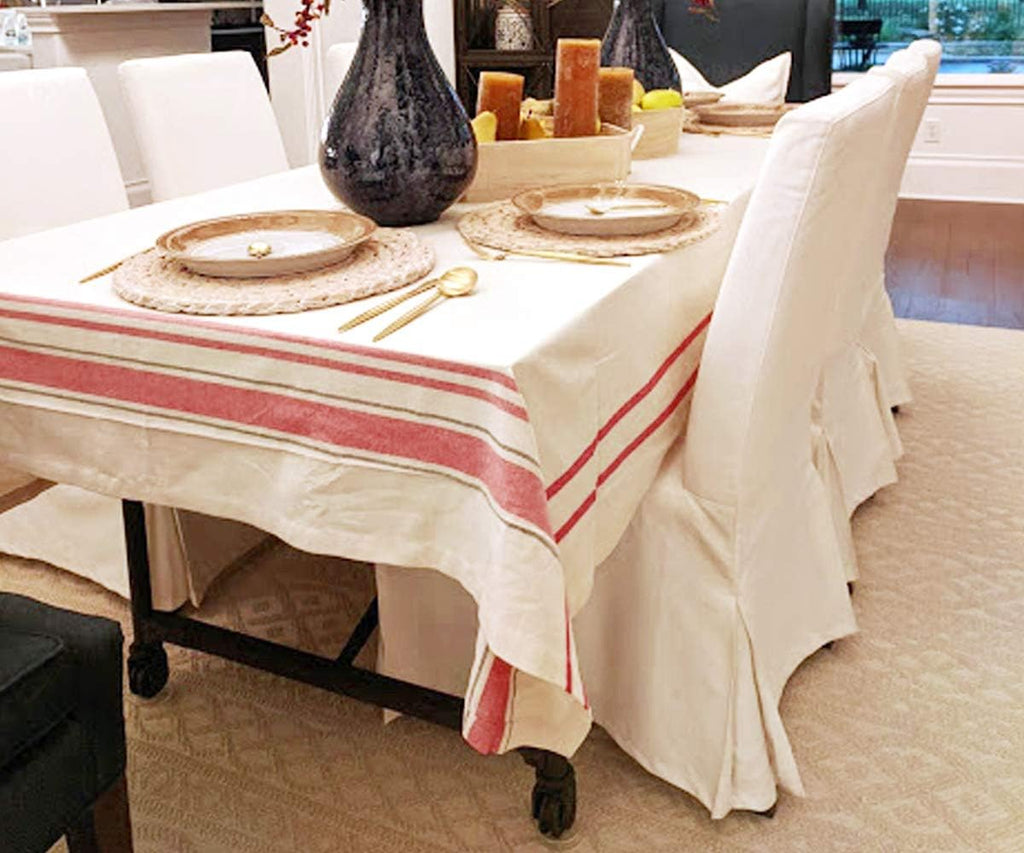 Red Tablecloths, Farmhouse Tablecloth for Rectangle Tables, Cotton Cotton Red Table Cover, Rustic Co