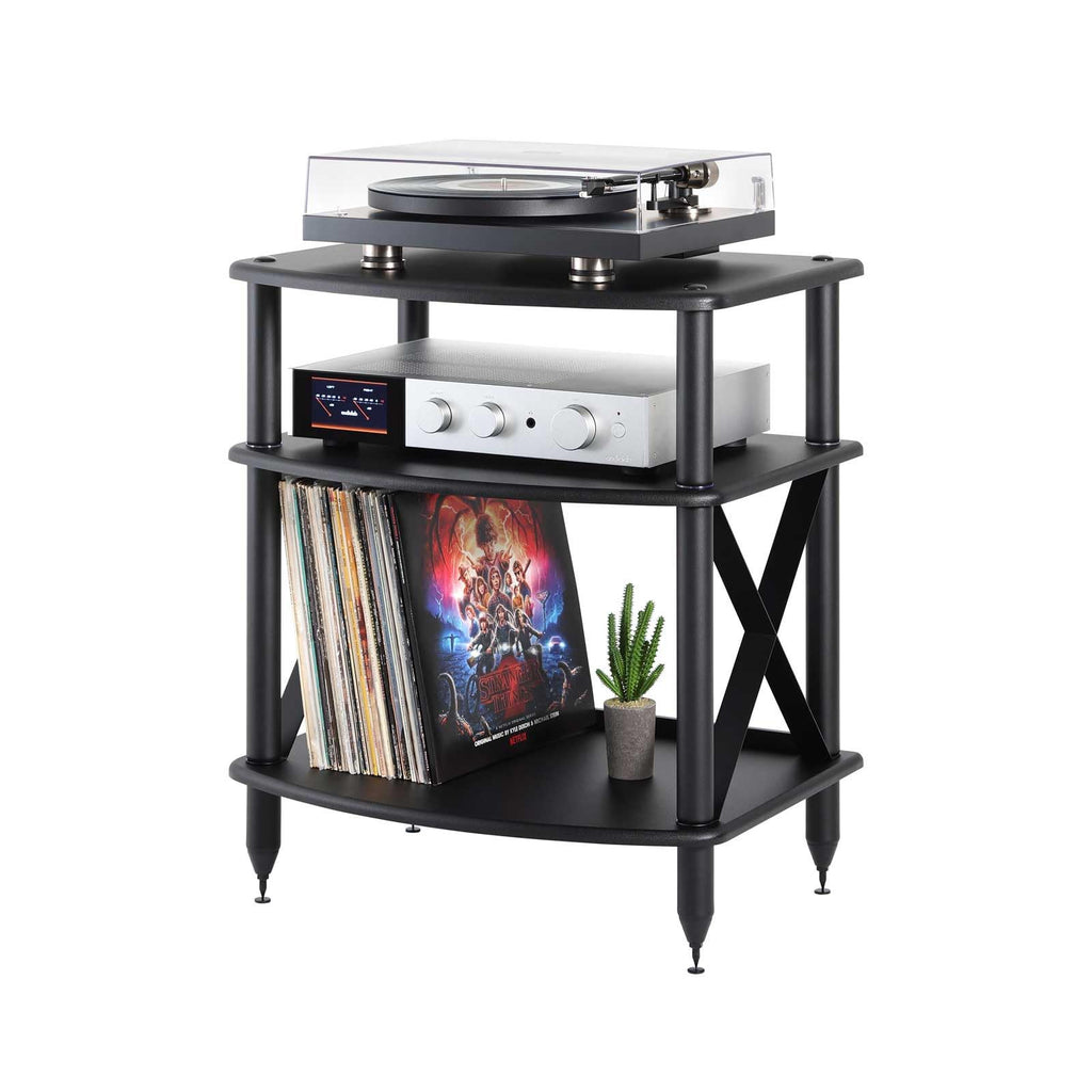 Vulcan TT Turntable Stand with Vinyl Record Storage - Black