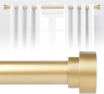Gold Curtain Rods for Windows 30 to 42 Inch(2.5-3.5ft), 1 Inch Diameter Heavy Duty Curtain Rods, Adjustable Curtains