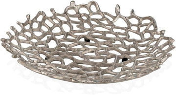 Coralino Decorative Coral Plate - Cast Aluminum Openwork Centerpiece Tray, Elevated Design with Protective Feet